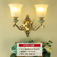 全铜陶瓷壁灯美式简约双头壁灯欧式客厅壁灯卧室床头灯酒店过道灯