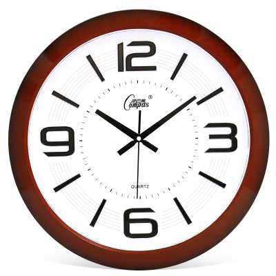 康巴丝(Compas)20英寸钟表客厅办公室 大号圆形挂钟简约创意石英时钟 20英寸(直径50.5厘米) 木纹色 抖音