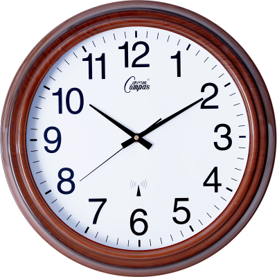康巴丝Compas钟表挂钟客厅家用圆形现代欧式简约大气挂表创意电波时钟表 17英寸(直径43厘米) SZGD2683S
