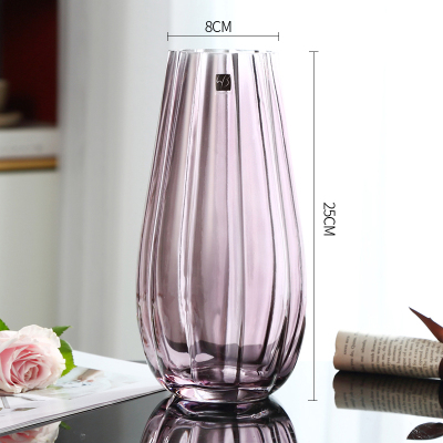 北欧轻奢玻璃花瓶透明彩色水培富贵竹百合家用客厅装饰插花瓶摆件 (鹅蛋款)酒红色 大