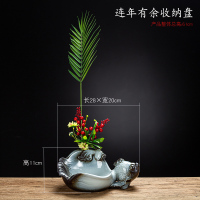 新中式家居电视柜客厅摆件装饰品创意酒柜茶几玄关干花插花瓶摆设 年年有余+防真相思豆