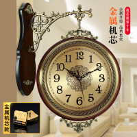 美式 金属双面挂钟纳丽雅 欧式客厅两面挂表创意时钟复古钟表大号 759深色金色盘-金属机芯 20英寸以上