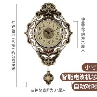 美式时钟 挂钟客厅欧式纳丽雅北欧时钟时 小号-635金-青古铜色-(自动对时-电波机芯) 20英寸(直径50.5厘米)