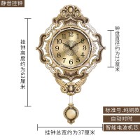 美式时钟 挂钟客厅欧式纳丽雅北欧时 小号- 铜款-6351-铜色-(自动对时-电波机芯) 20英寸(直径50.5厘米)