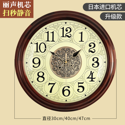 钟表欧式时尚时钟挂钟客厅纳丽雅 石英钟家用 6008CL(升级)--丽声扫秒机芯 16英寸(直径40.5厘米)