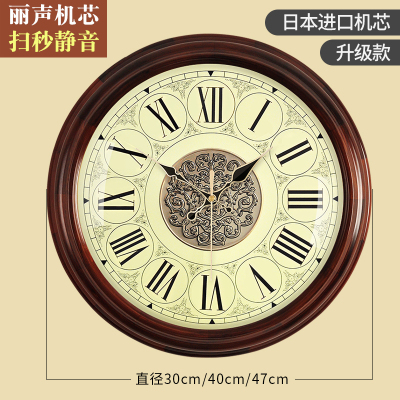钟表欧式时尚时钟挂钟客厅纳丽雅 石英钟家用 6008DL(升级)--丽声扫秒机芯 12英寸(直径30.5厘米)