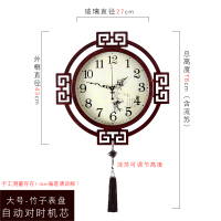 新中式挂钟客厅 时尚中国风纳丽雅创意钟表家用大气装饰木质 HJ大号8597-竹子电波机芯自动对时配送吊坠 20英寸以上