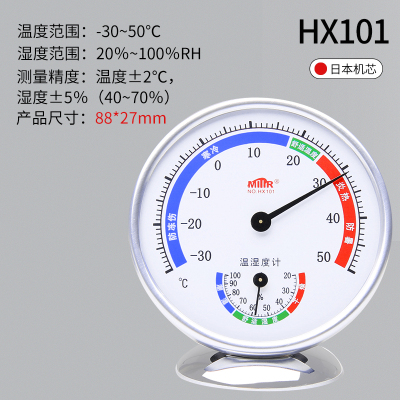 温度计室内家用精准温湿度计纳丽雅高精度婴儿房壁挂式大棚干湿温度表 舒适款[典雅白]电镀底座.无需电池
