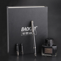 宝克(BAOKE)T11 钢笔礼盒装 金属钢笔搭配三种不同笔尖及墨水 珍珠黑 1套