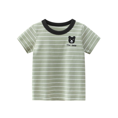 智扣男童洋气上衣韩版儿童条纹打底衫夏季新款宝宝圆领短袖T恤
