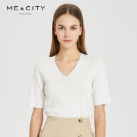 [2件2.5折价:38.8,可叠加199减30]MECITY女装2019夏季新款时尚V领很仙的短袖毛针织衫