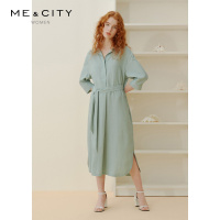 [1件5折价:145]ME&CITY女装夏季新款侧边开衩很仙的森系小众连衣裙