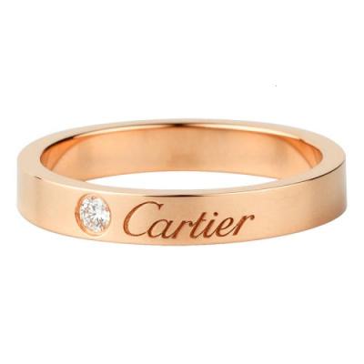 CARTIER/卡地亚 经典C de Cartier系列 18K金玫瑰金刻字CARTIER结婚求婚订婚戒指 B421