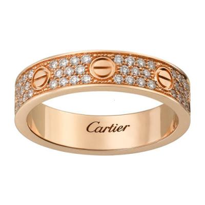 CARTIER/卡地亚 经典款 LOVE 18K金玫瑰金钻石结婚戒指 镶嵌88颗明亮切割的钻石B4085800