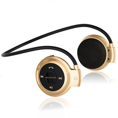无线运动蓝牙耳机4.1跑步音乐立体声耳机4.0手机苹果6通用 防水插卡头戴式运动型 金色