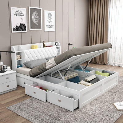床 主卧现代高箱储物床次卧1.8米简约板式床1.5m经济型收纳双人床