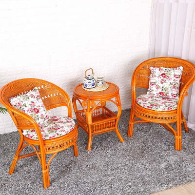 真藤椅三件套阳台桌椅组合茶几简约现代庭院圆桌子休闲户外靠背椅