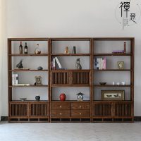 新中式书架书柜组合书房隔断博古架简约现代收纳展示架实木置物架