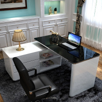 现代简约家用电脑台式桌转角 卧室钢化玻璃烤漆写字台L型时尚书桌