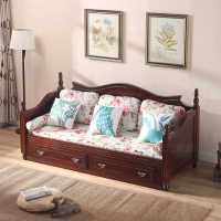 实木伸缩沙发床推拉两用欧式储物美式多功能沙发床可折叠客厅双人