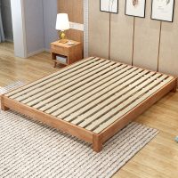 北欧榻榻米床架简约现代日式矮床双人床架实木榻榻米架子床无床头