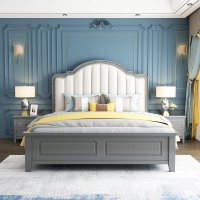 现代简约主卧双人床1.8米轻奢美式床1.5米公主实木床欧式婚床
