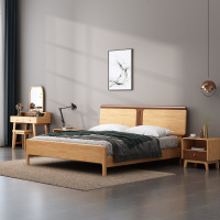 北欧全实木床现代简约风格家具1.5米小户型1.8米日式实木床双人床