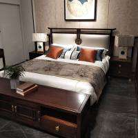 全实木床1.8双人床1.5卧室2米大床白蜡木禅意中国概念新中式家具