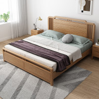 新中式全实木床1.8米白橡木双人1.5米现代简约床卧室原木高档家具