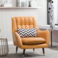 北欧单人沙发现代皮质沙发客厅小户型简约轻奢皮艺沙发