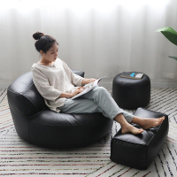 创意皮艺单人沙发椅北欧小户型家用客厅懒人沙发简易仿真皮榻榻米