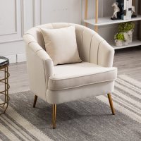 美式单人沙发椅轻奢客厅绒布现代简约北欧咖啡双人布艺沙发小户型
