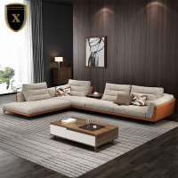 意式羽绒布艺沙发客厅组合简约现代北欧轻奢极简小户型科技布沙发