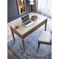 美式轻奢笔记本电脑桌简约现代小户型办公桌家用卧室全实木书桌