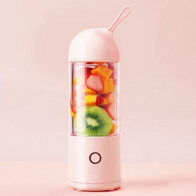 榨汁机时光旧巷家用全自动多功能水果鲜果小型渣汁分离充电便携式学生 粉色玻璃款