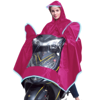 新款成人电动车摩托车雨披涤纶PVC夜间反光包边透明大帽檐时尚单人加厚雨衣防水牛津布雨披