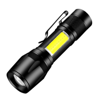 LED小手电闪电客带侧灯COB强光伸缩变焦USB充电套装511手电筒