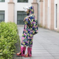 儿童雨衣雨披宝宝雨衣迷彩大帽檐护脸男童女童带书包位雨衣