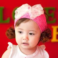 [促销]假带头饰公主箍宝宝婴儿童周岁拍照饰3-15个月护脑帽空顶帽