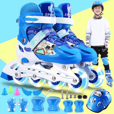 [促销]佰博儿童溜冰鞋全套装小孩轮滑鞋可闪光直排轮滑鞋生日送孩子