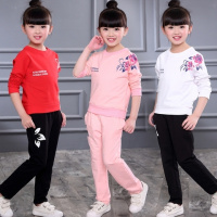 [促销]女童春装套装2018新款中大童运动服韩版时尚运动两件套休闲套头衫