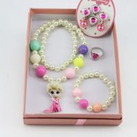 [促销]儿童项链套装女宝生日节日艾莎苏菲亚公主KT猫手链无耳洞耳环