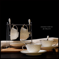 鼎亨骨瓷创意咖啡杯套装欧式咖啡套具英式陶瓷下午茶具杯勺架子碟