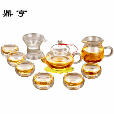 鼎亨耐热玻璃茶具套装透明整套功夫茶具红茶壶过滤玻璃泡茶壶家用