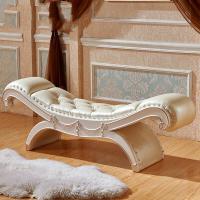 欧式床尾凳 床边凳床凳换鞋凳 实木床榻卧室法式长凳 象牙白+描金
