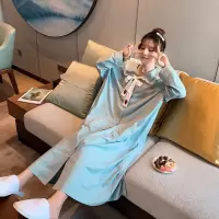 波迷娜(BOMINA)网红睡裙女睡袍女中长款睡衣春季浴袍可爱服