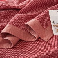日本简约华夫格毯子 日式空调毛巾被色双人盖毯毛巾毯