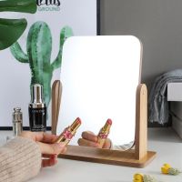 [旋转高清]木质台式单面梳妆镜镜学生宿舍桌面镜大小可选