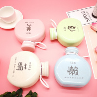 潮文字麦香玻璃杯扁杯子创意儿童大肚手提随身茶杯子壶