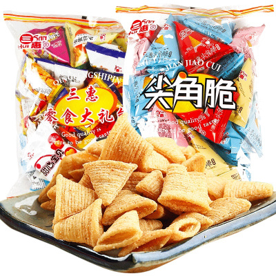 三惠尖角脆妙脆角500g锅巴薯片混合味膨化食品小吃休闲零食大礼包